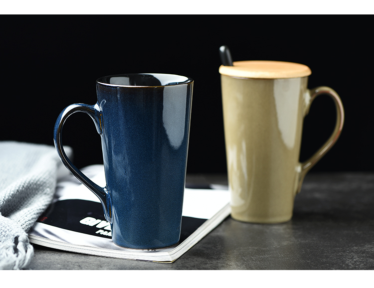 Mark cup with cover teaspoons of ceramic cup creative cup Nordic ins teenage mood picking cup contracted large capacity of CPU
