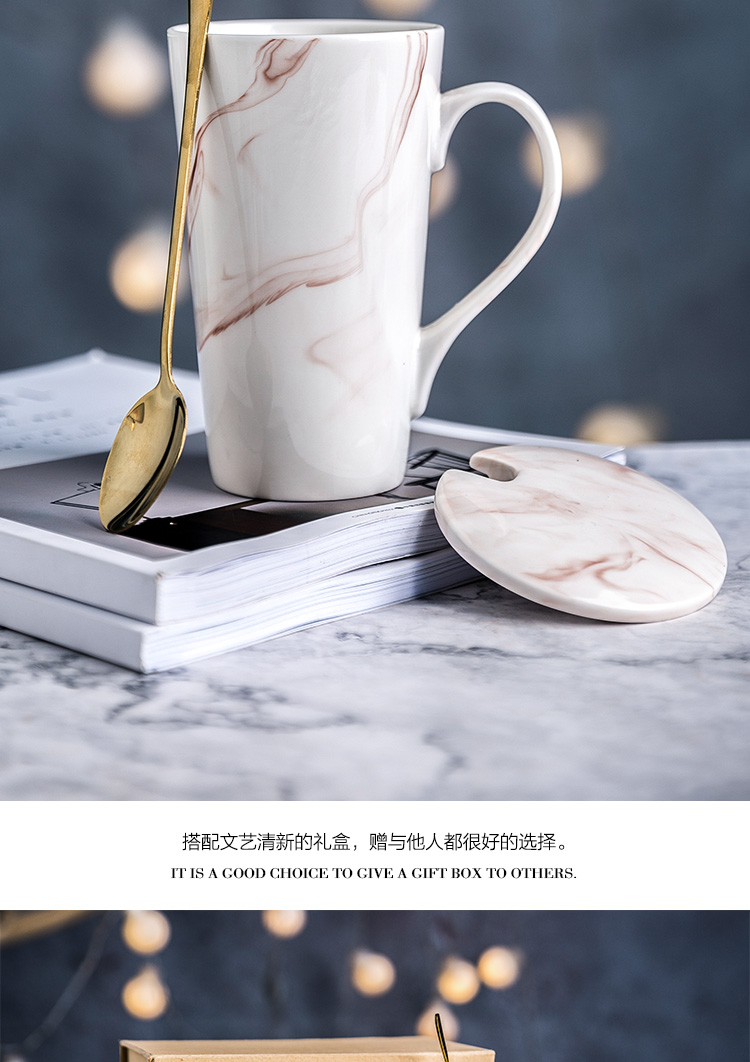 The Nordic high - capacity ceramic keller set office cup creative household contracted picking cups with cover a spoon