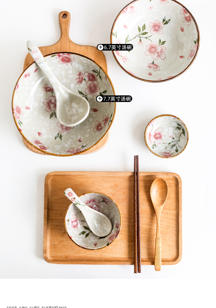 Japanese tableware ceramic dishes home cherry blossom put soup bowl bowl size 0 home the rainbow such to use single soup plate