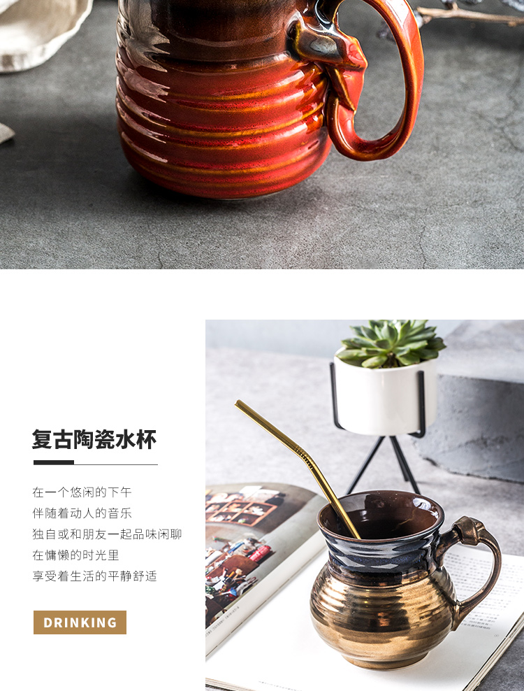 Europe type restoring ancient ways move trend metallic ceramic keller cup water cup cup of milk tea cup coffee for breakfast