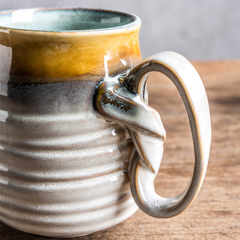 Creative contracted mark cup home move retro large - capacity glass ceramic cup knocked up a cup of coffee milk cup