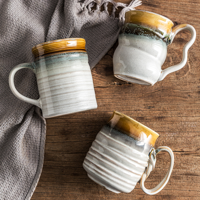 Creative contracted mark cup home move retro large - capacity glass ceramic cup knocked up a cup of coffee milk cup