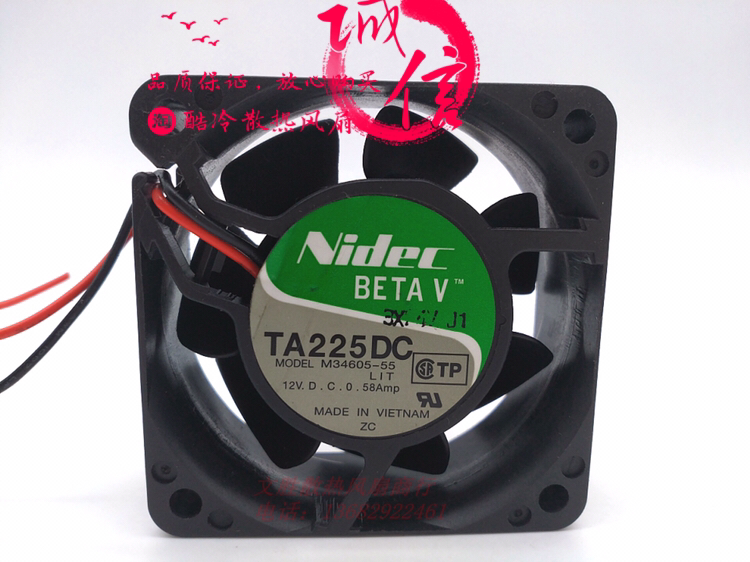 Original Nidec 6cm 6025 double ball large fan cooling fan 12V 0 58A M34605-55