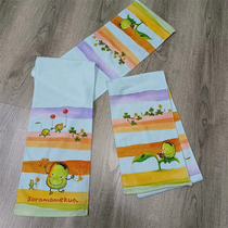 Foreign trade pure cotton daily single cartoon yellow and green striped sports towel household small towel absorbent breathable long towel slightly defective