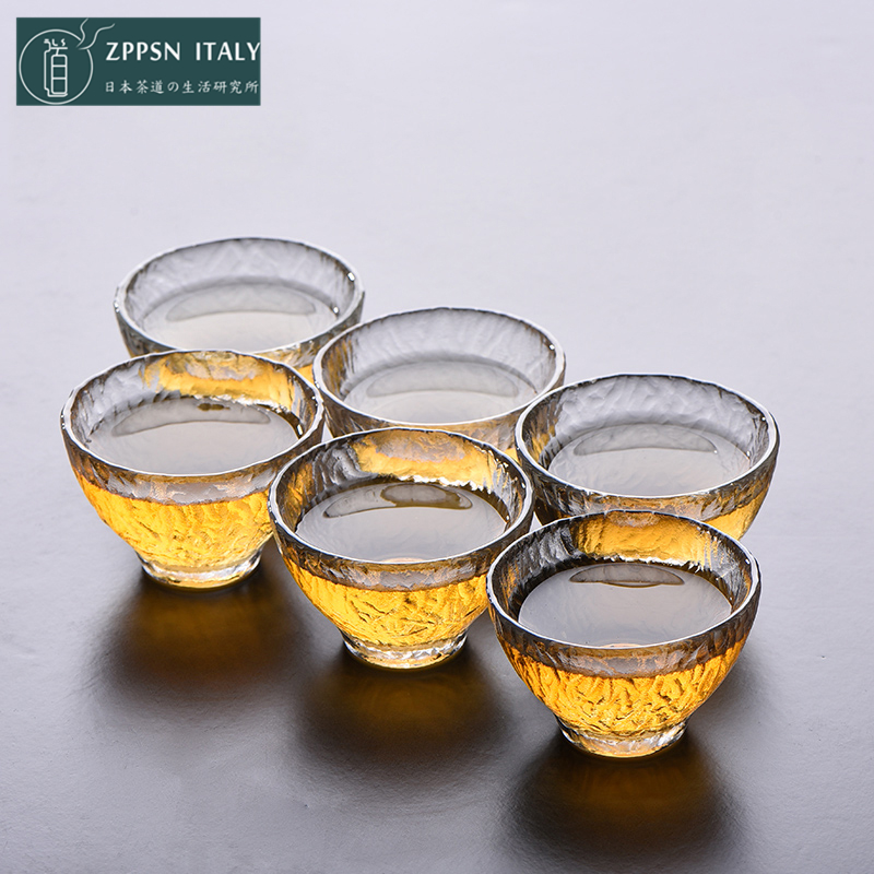 Italian ZPPSN Japanese glass hammered tea cup home high-grade transparent thickened tea kung fu tea set