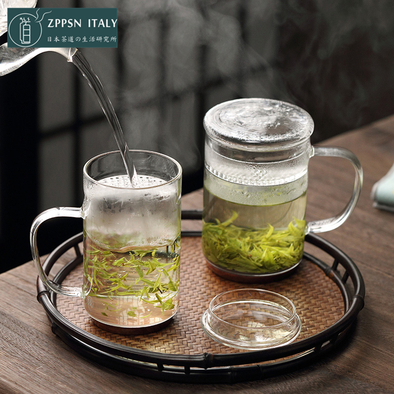 Italy ZPPSN Day-style tea water separation cup heat-resistant glass-cup home office filter large-capacity tea cup