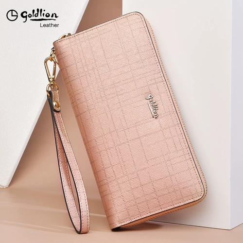 Длинный бумажник, сумка с петлей на руку, мобильный телефон с молнией, из натуральной кожи