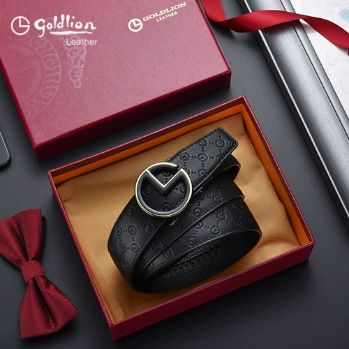 Jinlilai Belt Men's Men's Belt Подлинная кожа 2025 Новая автоматическая пряжка подлинная высококлассная модная бренда модная бренда молодых людей