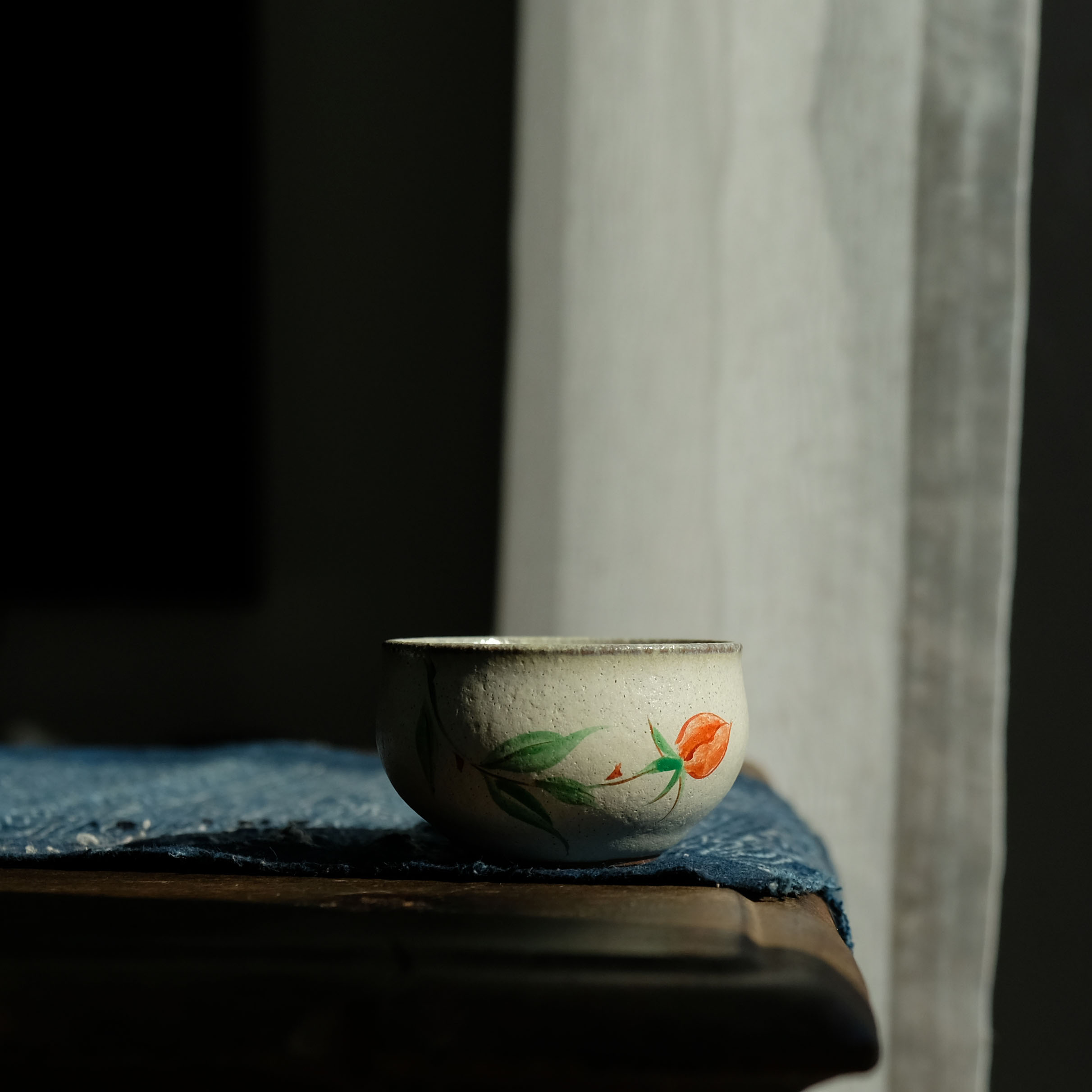 As warm as your rose flower, Moon white glazed pottery cup, Master Cup, Kung Fu Tea Cup