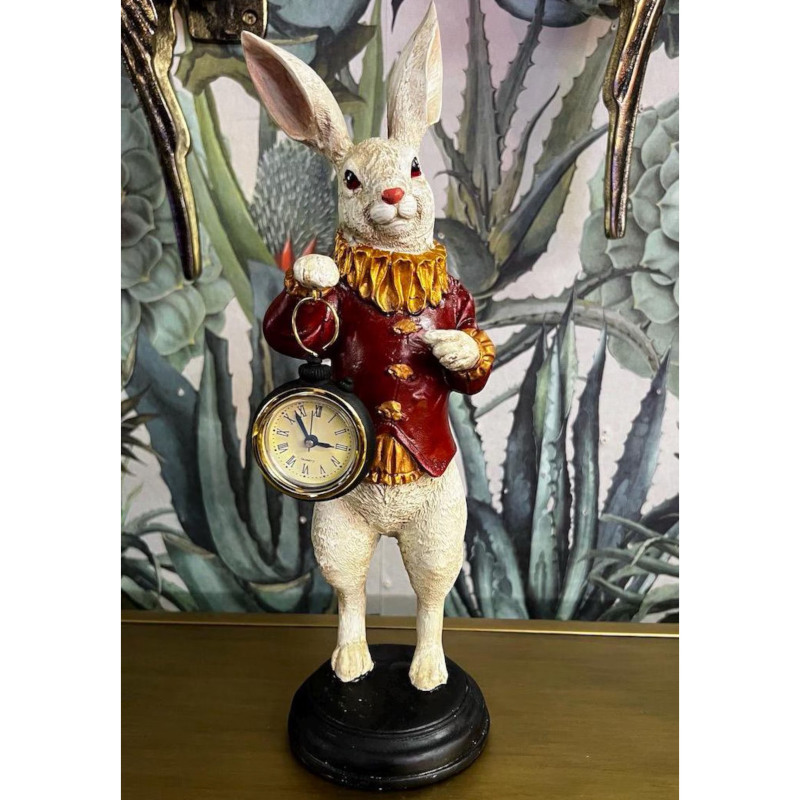 New York Lower City Park Imported Alice in Wonderland White Rabbit Time Keeper Retro Whimsical Desk Clock Ornament