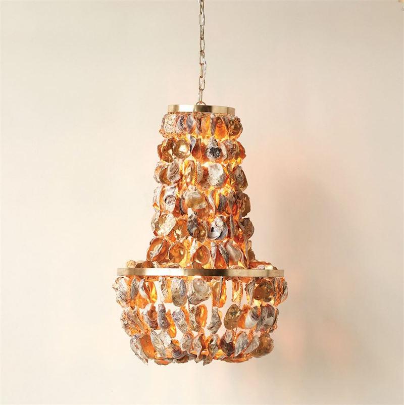Spot New York Lower City Park Import South China Sea Wind gold Item Circle Natural Oyster Necklace Pendant Lamp 73x44cm 