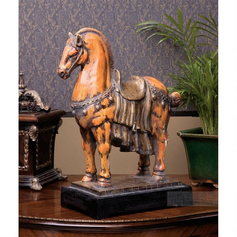 New York Lower City Park Import of gas rhyme vividly to the old Grand Tang Xiaoma Sculpture Pendulum-Room Book Room Gift 
