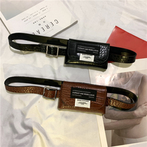 New chic harbor style canvas letter Street Photo small waist bag retro hip hop stone belt female decorative belt bag