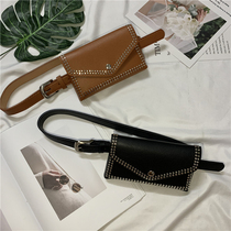 2020 punk wind rivet small bag woman 100 lap pin buckle recessed styled belt women ins cell phone belt small bag