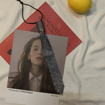 New Han Edition Flash Drill Red Narrow Tie Decorated with necklace performing bungdi shirt accessories neckladies