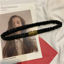 Metal belt female black personality Caterpillar belt decoration Joker elastic elastic elastic waist seal with suit coat tide