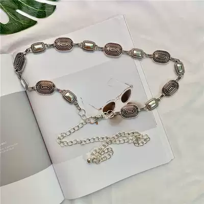 ins waist chain Women's fine Western dress shirt bag skirt decorative belt Pants chain chain simple and all-match Korea