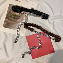 Punk style metal waist chain ins street shoot fashionable belt Women fashion chain decoration elastic elastic elastic waist closure accessories