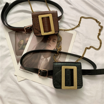 ins fashion street photo metal buckle running bag female wild bag bag decoration belt stone pattern chain belt bag tide