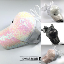 Hat female summer Korean bow sunshade hat pink sequin bow baseball cap cap cap female sun hat