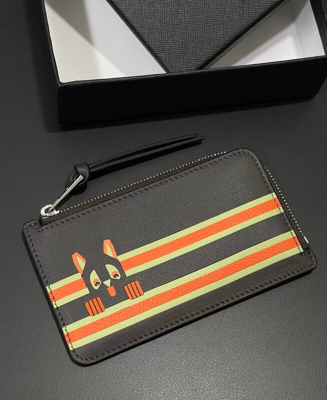 Co-Branded Card Holder, Soft Calfskin, Hand-Embellished with Louis Wain Anthropomorphic Cat Zipper Card Holder and Coin Purse