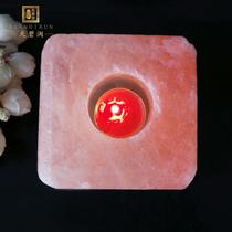 Square Candle Holder Natural Candle Holder Himalayan Crystal Salt Light Creative Romantic Candle Holder Pendulum the former yoga meditation