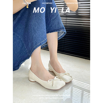 Moira tête carrée blanche robe légère robe 100 housse talon simple femme de chaussure 2024 nouveau style français Feminine Shoes Summer