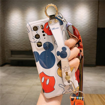 Suitable for Huawei p40pro mobile phone shell cartoon bracelet holder mate30 mesh red slanted satchel p30Pro limited edition upscale back and soft cover mate30epro all-pack anti