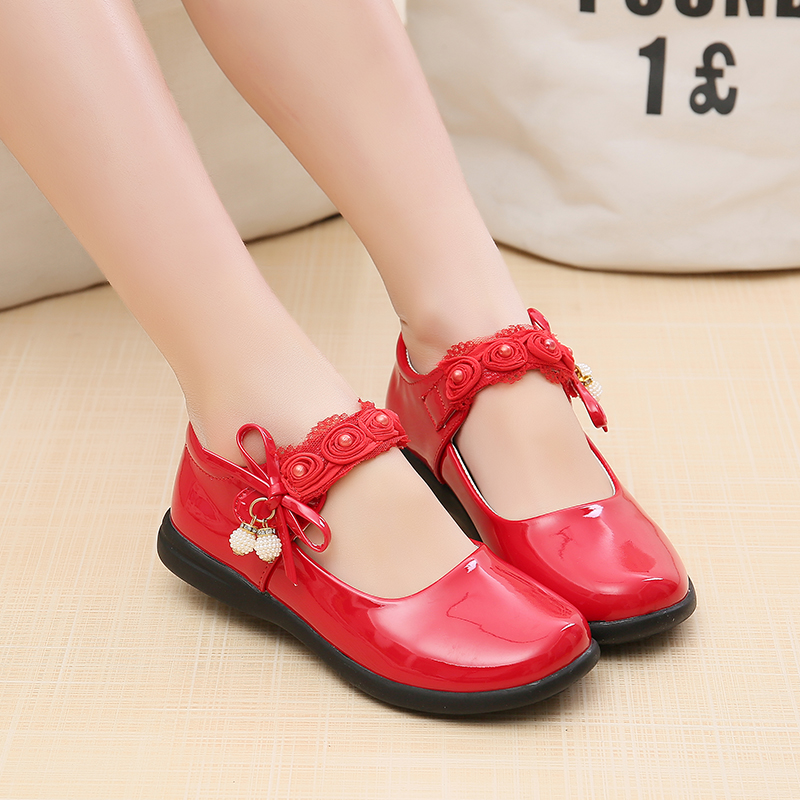 669 Redgirl leather shoes black 2021 spring and autumn new pattern children pupil show British style soft sole baby princess Single shoes