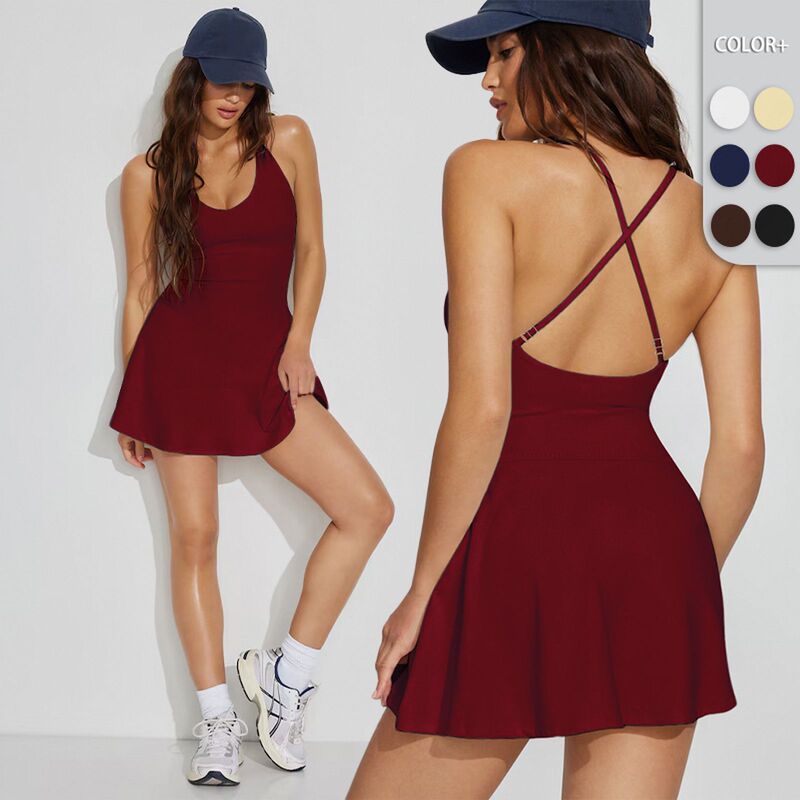 Amazon's Hot-Selling Summer Sweet and Spicy Style Backless Cross-Strap Tennis Dress Y2K Sexy and Fashionable Slim-Fit Dress