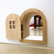 Solide Wood Cat Door Hole Custom Pet Porthole Cat Dongle Door Bedroom Door Cat Door Hole Muted Kitty bidirectionnel in and out