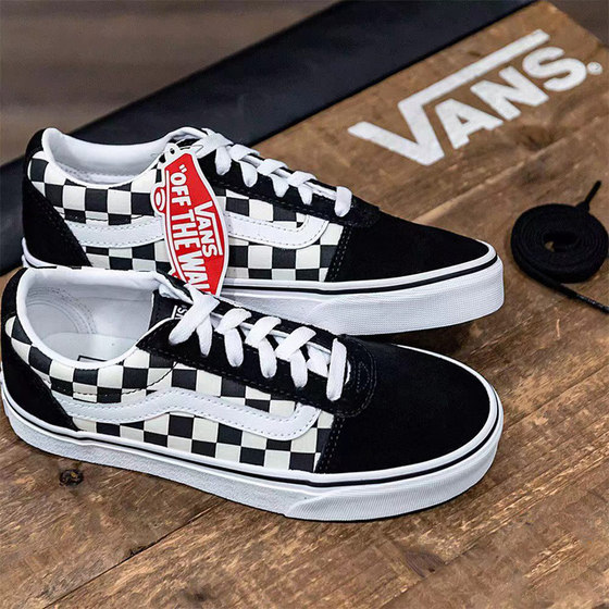 정품 VANS 반스 워드 로우탑 흑백 체커보드 남성 및 여성 레이스업 캔버스 스케이트보드 슈즈 VN0A3IUN5GX