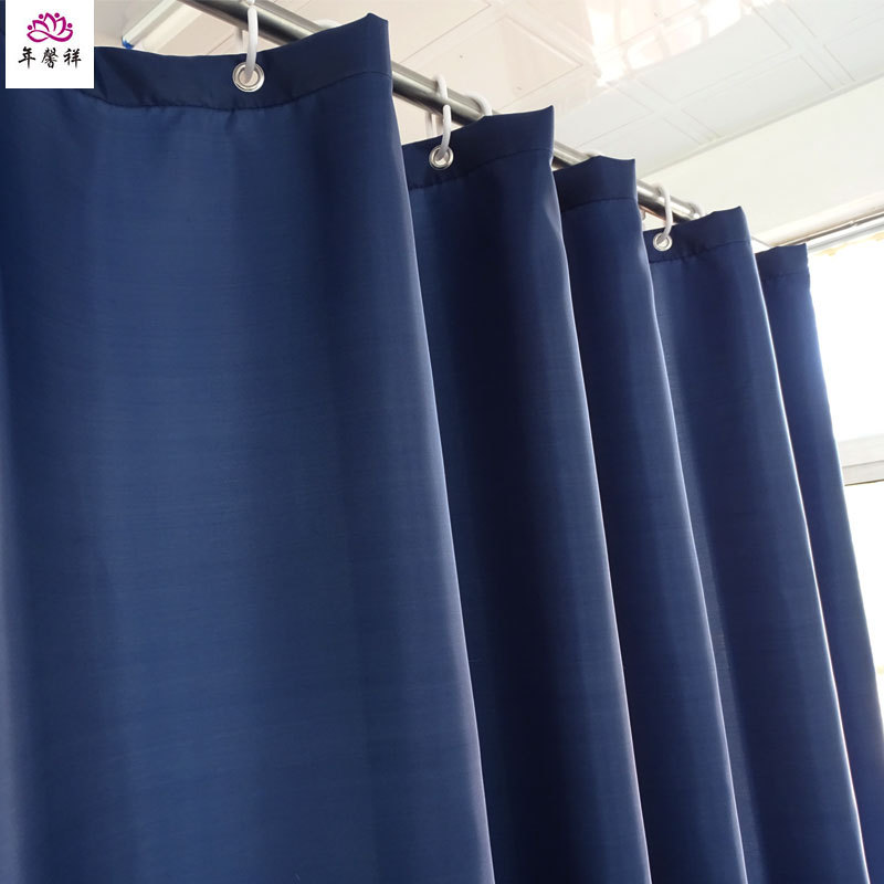 Dark Blue Shower Curtain Scandinavian Pure Color Polyester Tarpaulin Bathroom Shower Curtain Set No Punching Bathroom Shower Curtain