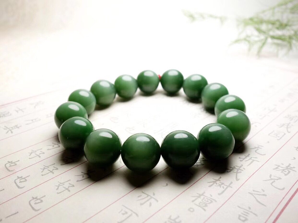 Natural Russian No. 7 Old Mine Jasper Spinach Green Men's and Women's Cat's Eye Ball Bead Hand Jewelry With Certificate Oil