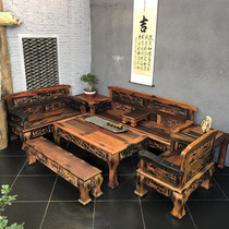 Old boat wood sofas combined living room sofa New Chinese solid wood furniture antique original eco-classical customizable