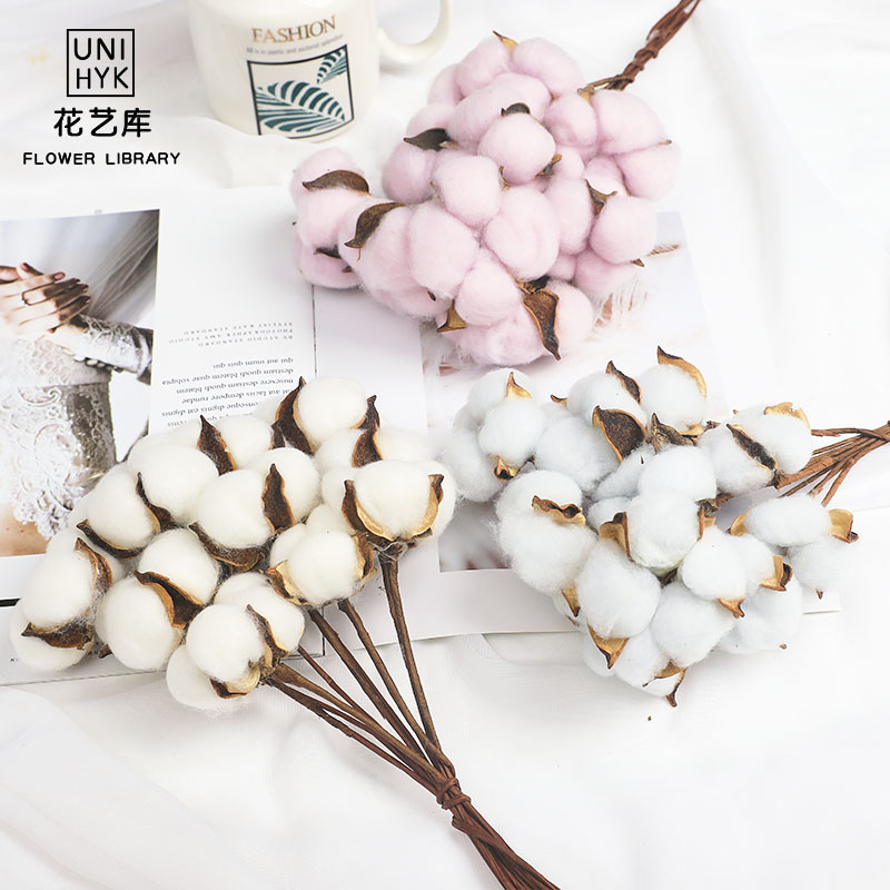 Natural Cotton Dry Flower Bouquet Flower Bouquet Floral Accessories Diy Material Full Of Stars Dry Flower Colored Cotton Decorations