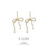 Ретро серьги с бантиком, простой и элегантный дизайн, изысканный стиль, инкрустировано бриллиантами