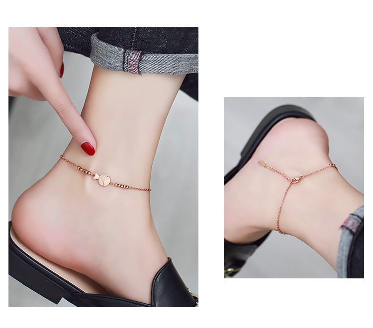 Mới mạ vàng 18K vòng chân vàng nữ Nhật Bản và Hàn Quốc thời trang titan thép màu vàng cá nhỏ vòng chân trang sức sinh viên quà tặng lắc chân nữ thủ công