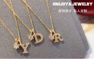 18K Gold Diamond 26 Letters Women's Necklace Customization
