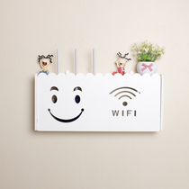 Wireless router storage box wall-mounted wifi light cat decoration blocking box rack set-top box shelf free punch
