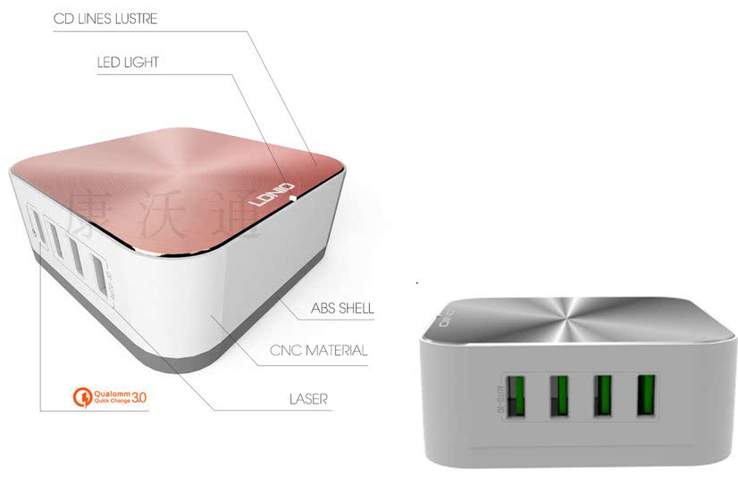 LDNIOQC3 0 Fast Charger 8 Port USB Fast Charging UK-EU plug travel charger