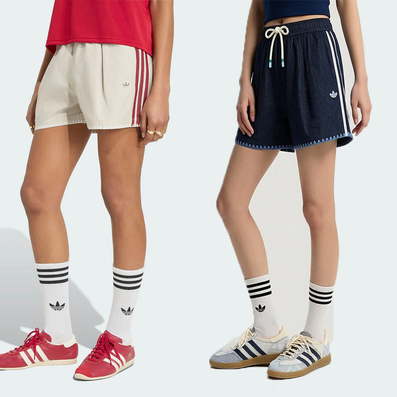 Adidas Trefoil Women's Sports Casual Shorts Vacation Style Striped Drawstring Pants Kx0748 Kx0747 Adidas Trefoil Women's Sports Casual Shorts Vacation Style Striped Drawstring Pants Kx0748 Kx0747