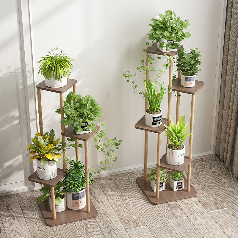 Shelf Kitchen Containing Shelf Multilayer Solid Wood Shelf Floor Living-room Bedroom Provincial Space Disposal Terrace Flower Shelf