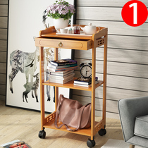 Living-room nip Nip Containing Finishing Frame Bathroom shelve Kitchen Removable with wheels Contained Trolley Solid Wood Nanzhu