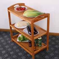 Fire boiler store Dish Rack Shelving Shelf Kitchen Multilayer Home Ground Solid Wood Dining Car Cart Cart Hotel Commercial