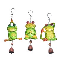 New Yoga Frog bell Bell Hanging Accessories Metal Handicraft Creative Home Glass Colored Drawing Hang Pendant Wind Bells Pendant