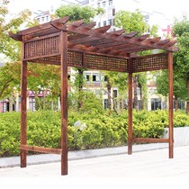 Outdoor Patio Embalming Wood Carbonated Wood Courtyard Grape Shelf Flower Shelf Veranda Frame Car Shed Pavilion Shelter For Sun Shed Purple Rattan