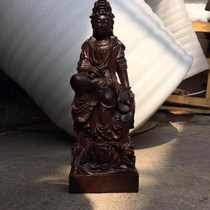 Vietnamese sunken fragrant wood carvings handheld by book Guanyin at ease in Guanyin Finely Carved Solid Wood Wood Carved Wooden Sculptures Wood Carving Handicraft