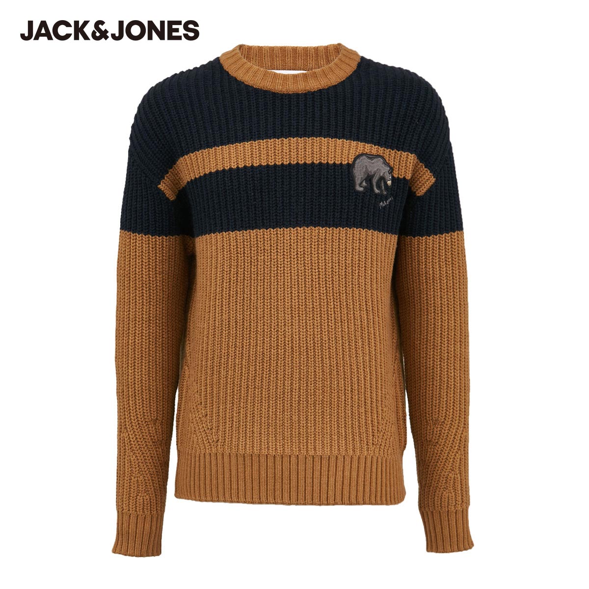 phiên bản Hàn Quốc Jack Jones Jack Jones mùa thu / mùa đông nam len loose-fitting tính cách nhấn màu sọc áo len áo len dày.