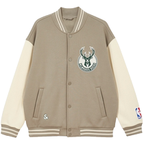 Jack Jones autumn new NBA co-branded Bucks trendy mens casual sports baseball collar cotton jacket